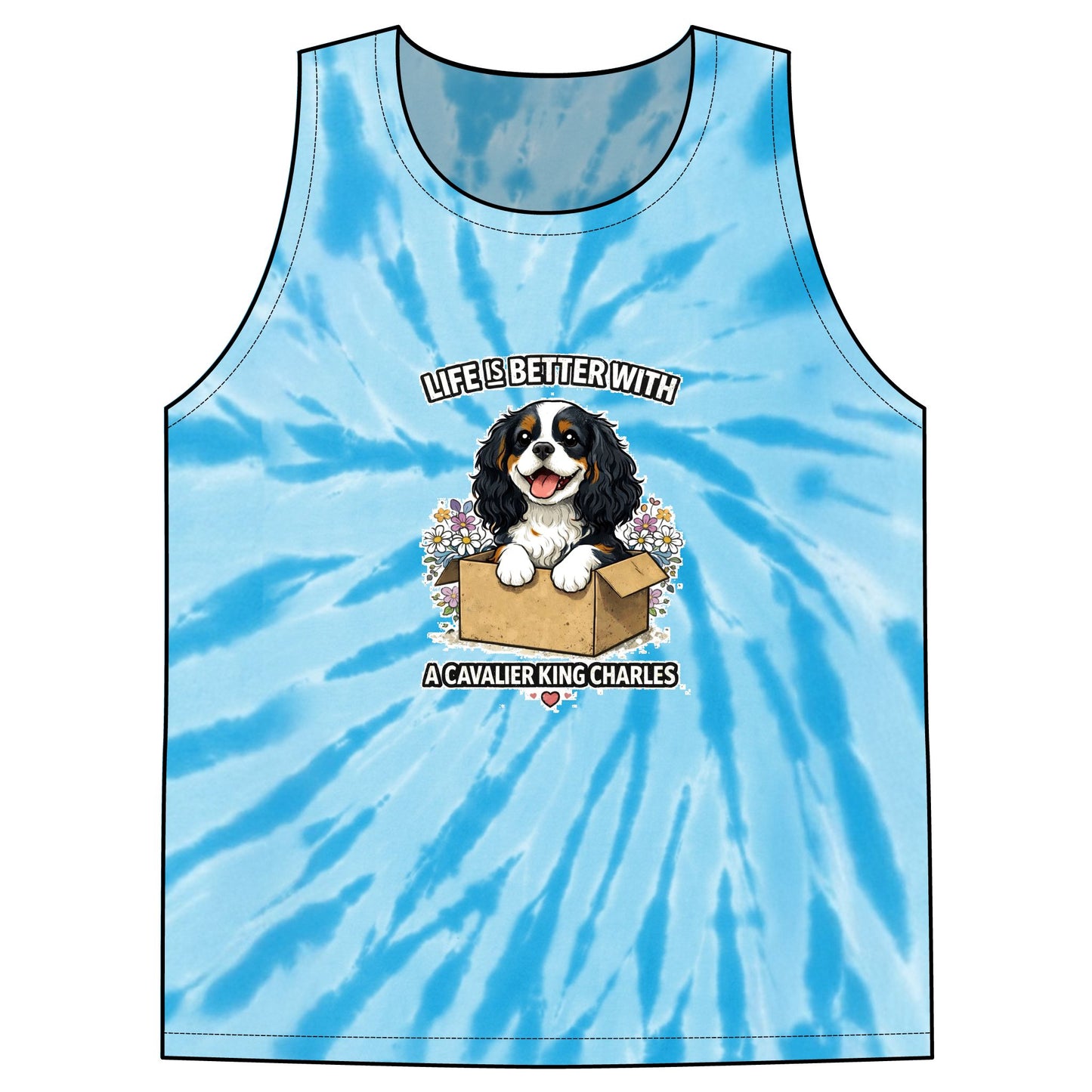 ‘Life Is Better With A Cavalier King Charles’ Tie-Dye Tank Top