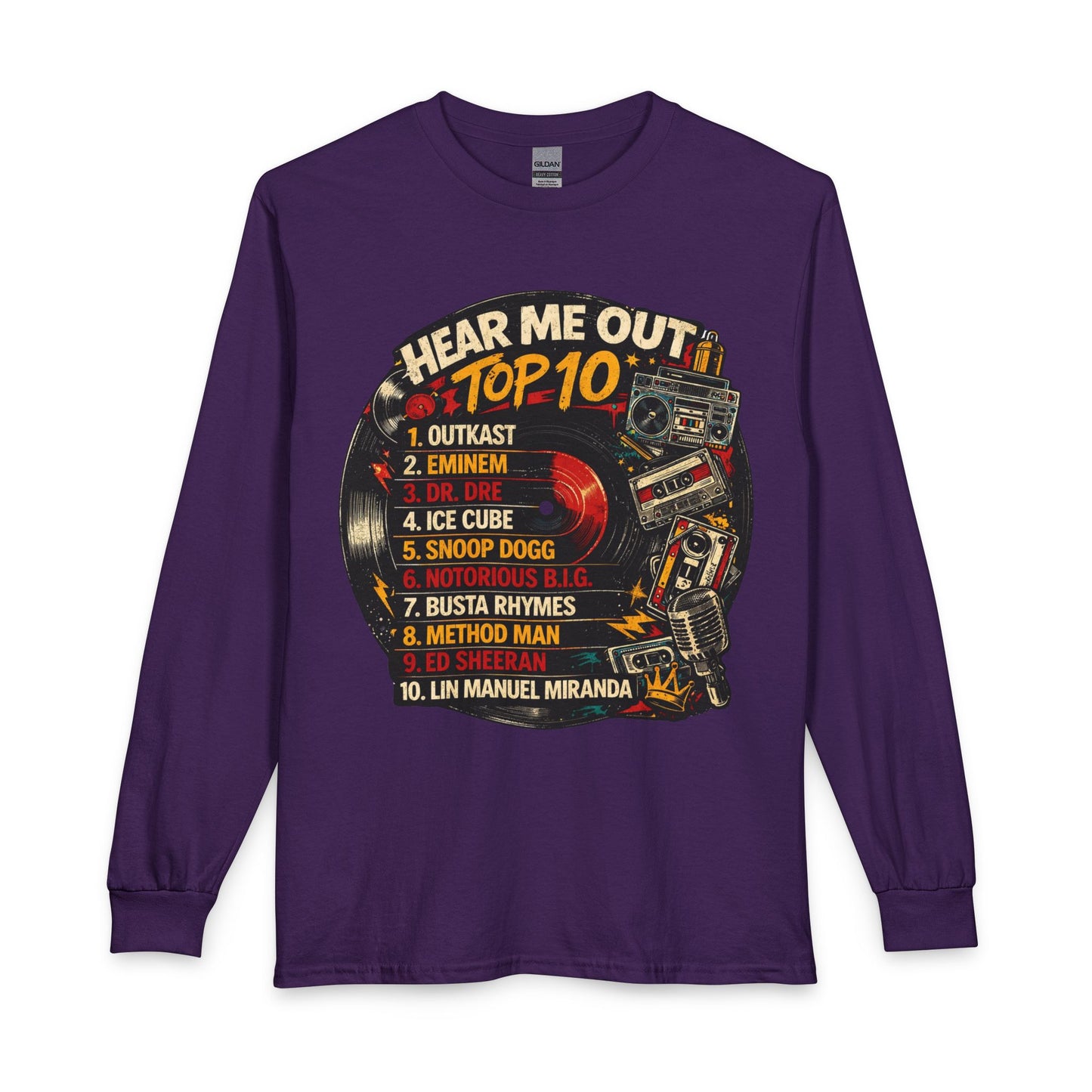 ‘Hear Me Out’ Top 10 Rap Legends Vintage Long Sleeve Tee