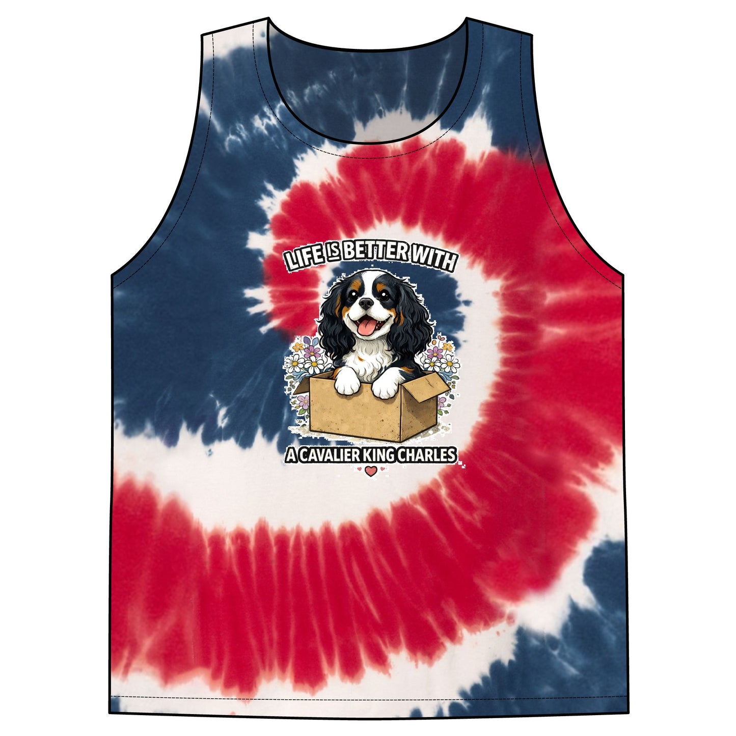 ‘Life Is Better With A Cavalier King Charles’ Tie-Dye Tank Top