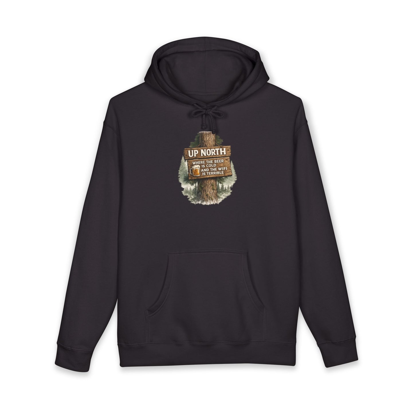 Rustic 'Up North' Wood Sign Hoodie