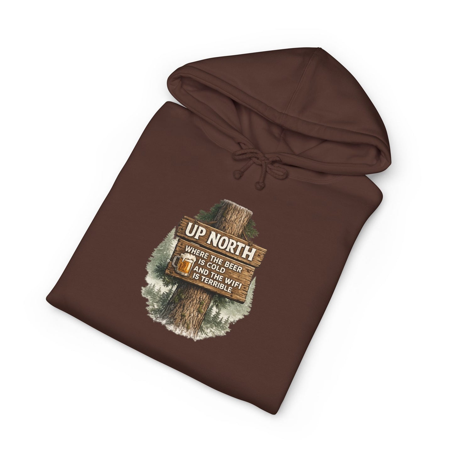 Rustic 'Up North' Wood Sign Hoodie