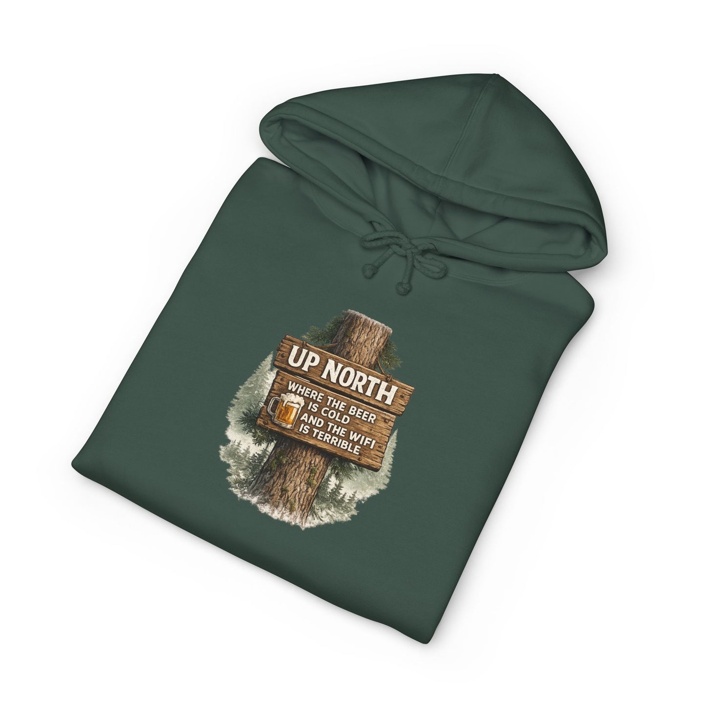 Rustic 'Up North' Wood Sign Hoodie
