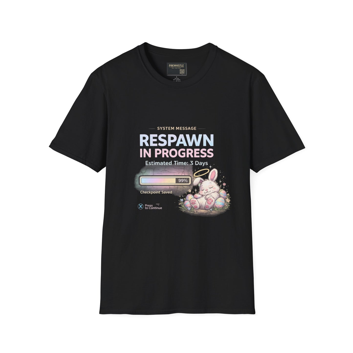 Respawn in Progress T-Shirt — Cute Gamer Bunny Loading Graphic Tee