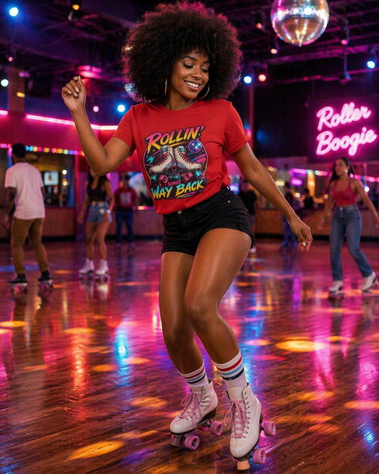 ‘Rollin Since Way Back’ Roller Skate Tee