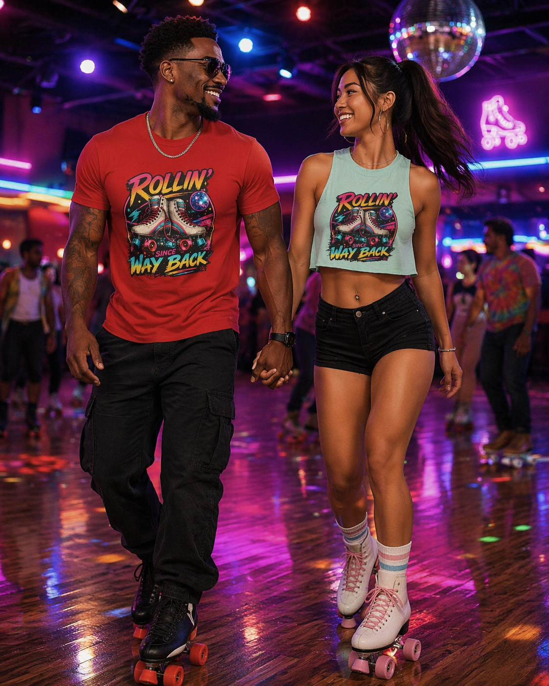 ‘Rollin’ Since Way Back’ Roller Skate Crop Top Tank