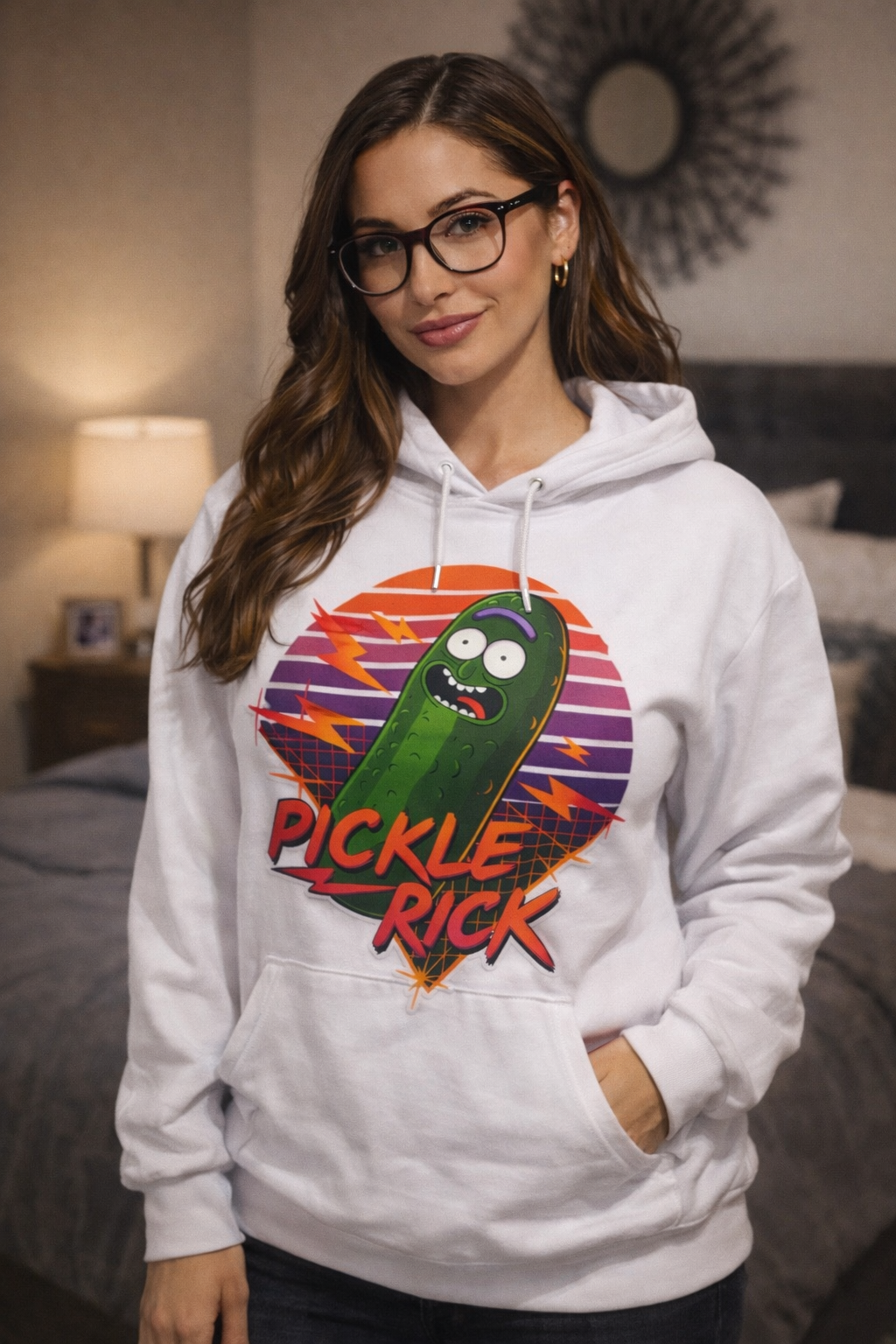 Retro Vaporwave Pickle Rick hoodie