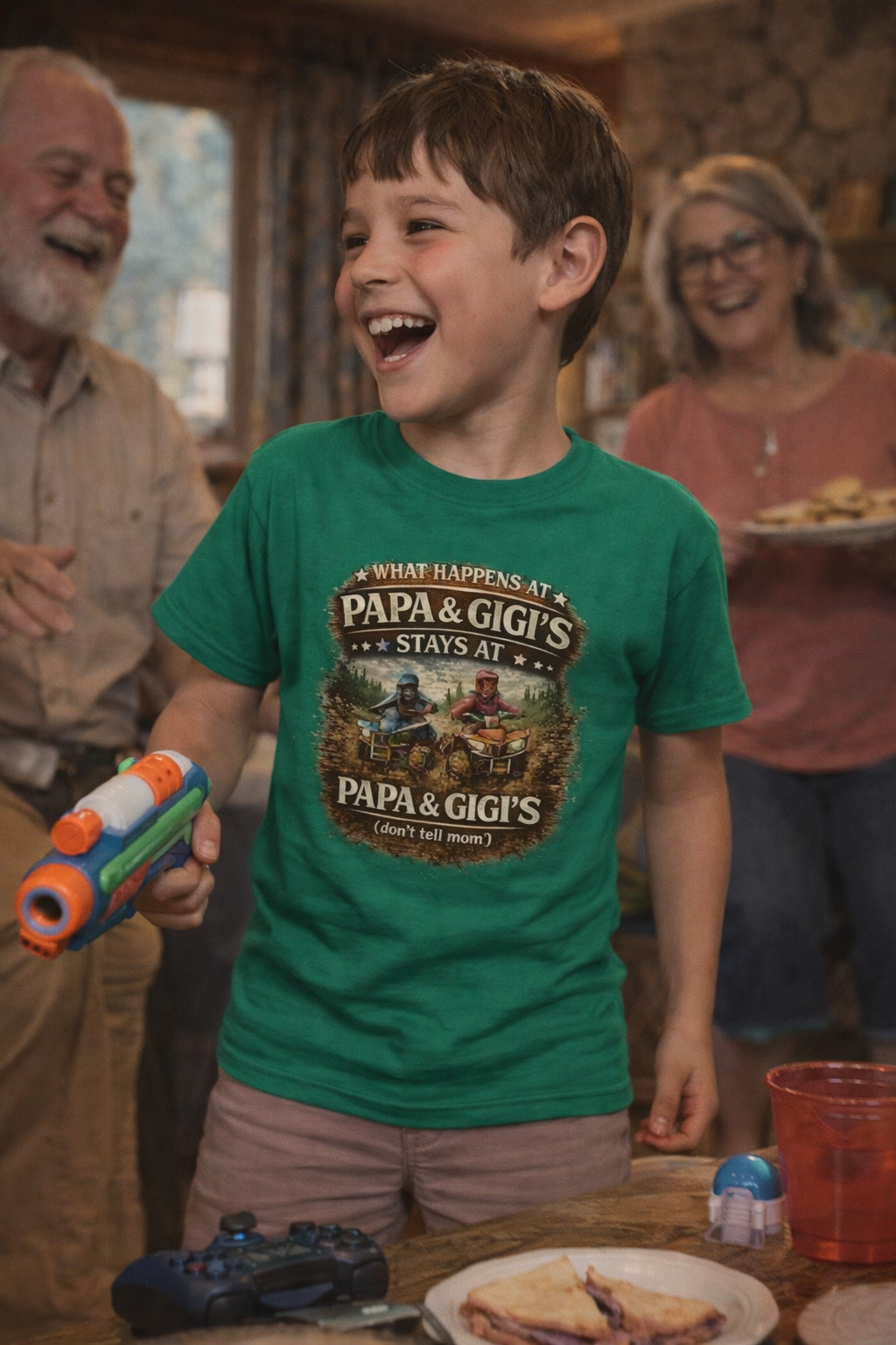 ‘What Happens at Papa & Gigi's Stays at Papa & Gigi's’ dyed Tee