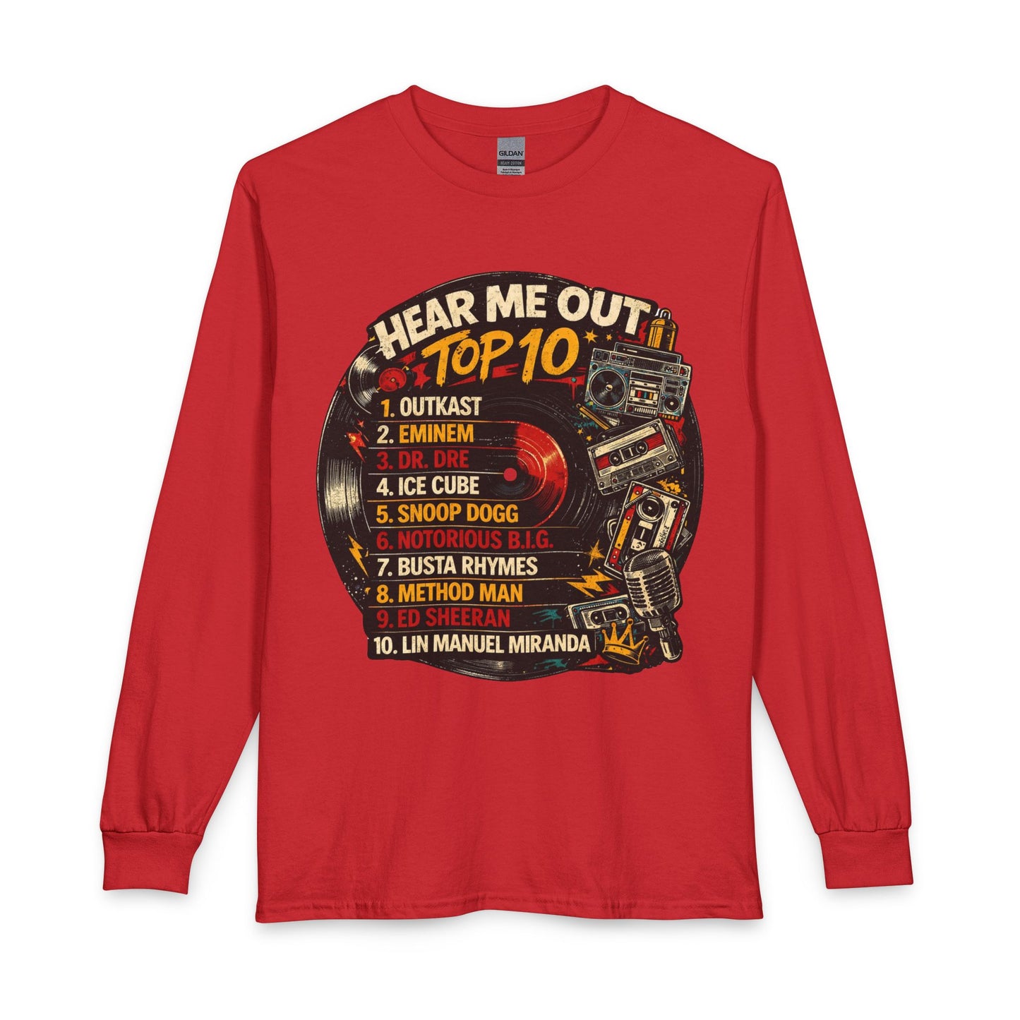 ‘Hear Me Out’ Top 10 Rap Legends Vintage Long Sleeve Tee