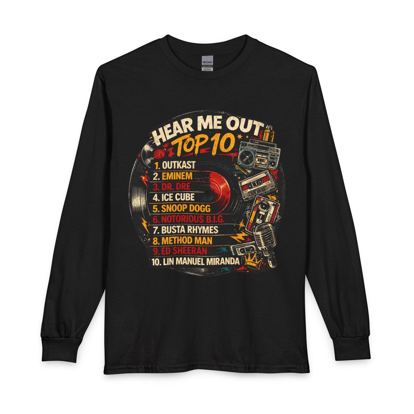 ‘Hear Me Out’ Top 10 Rap Legends Vintage Long Sleeve Tee