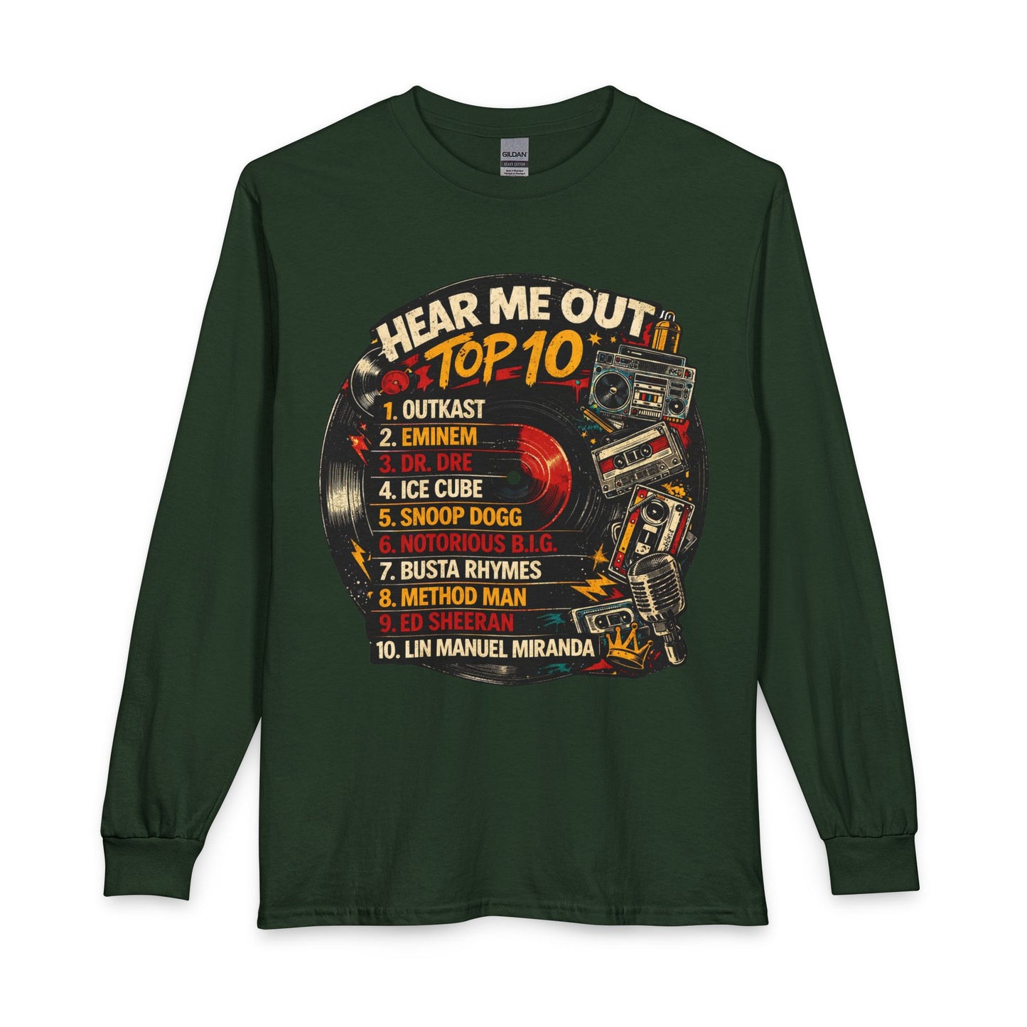 ‘Hear Me Out’ Top 10 Rap Legends Vintage Long Sleeve Tee