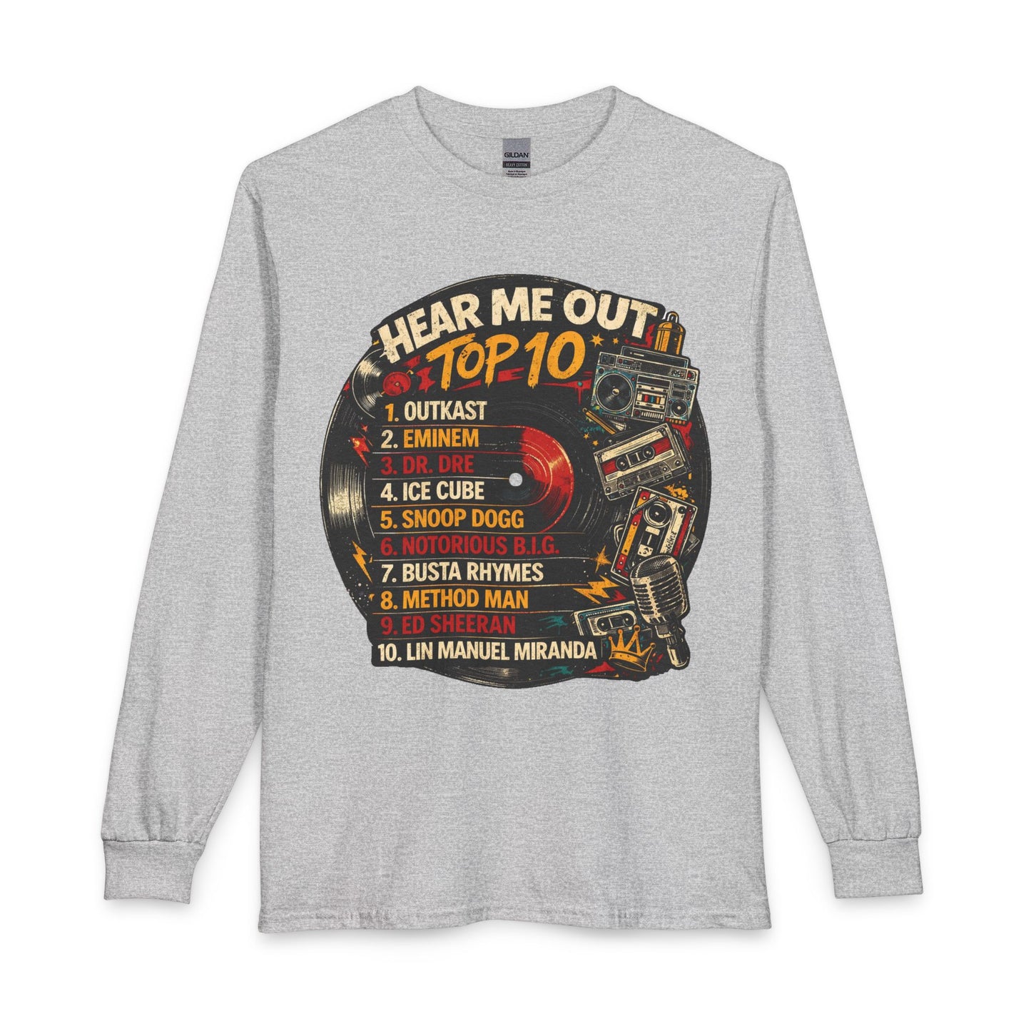 ‘Hear Me Out’ Top 10 Rap Legends Vintage Long Sleeve Tee