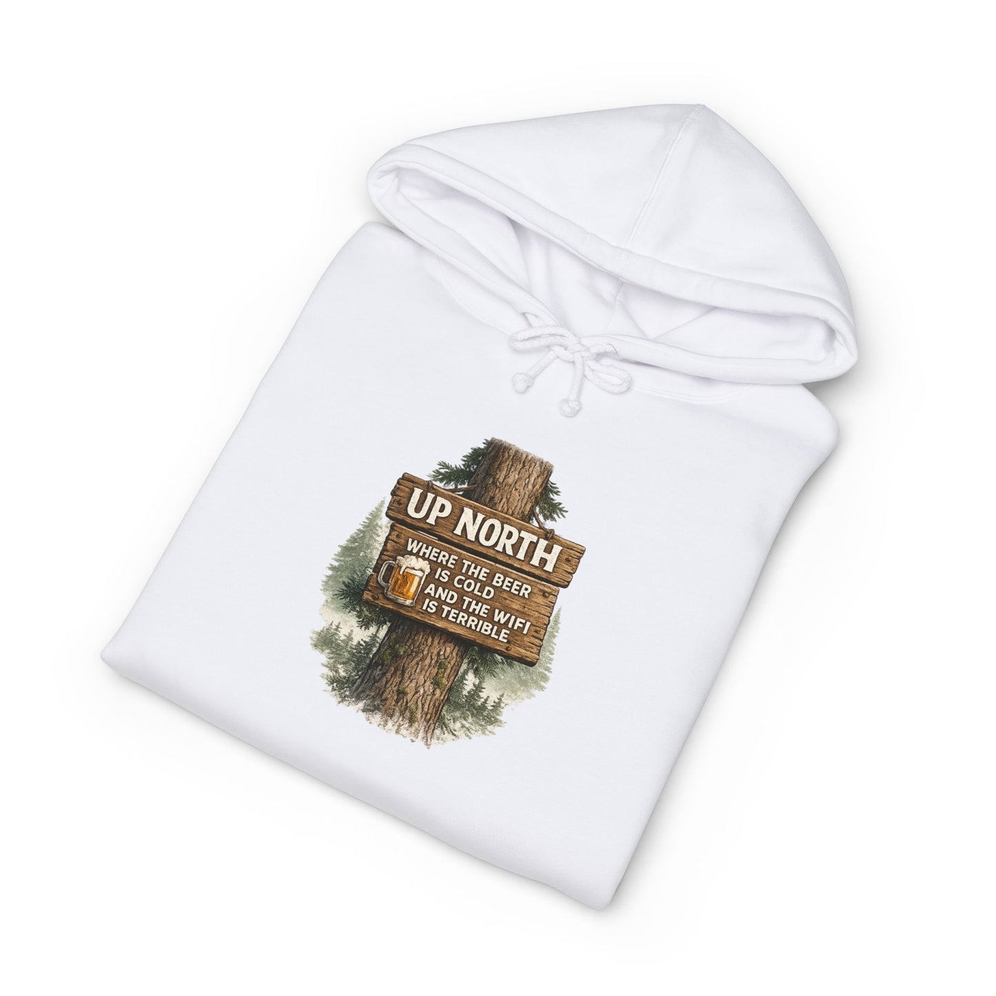 Rustic 'Up North' Wood Sign Hoodie
