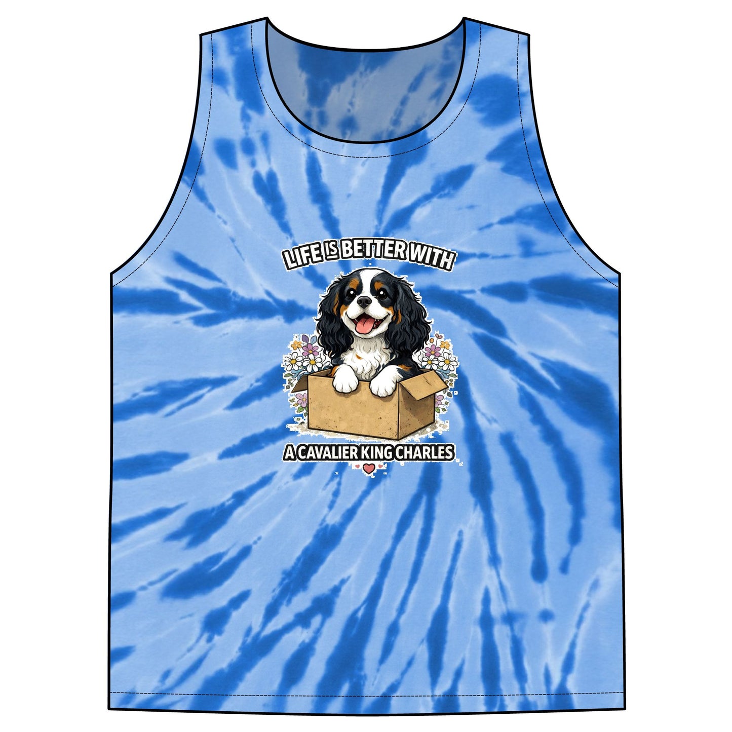 ‘Life Is Better With A Cavalier King Charles’ Tie-Dye Tank Top
