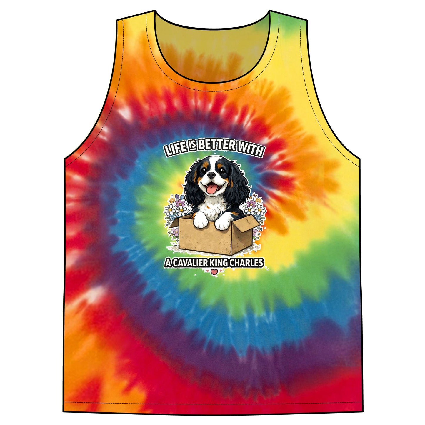 ‘Life Is Better With A Cavalier King Charles’ Tie-Dye Tank Top