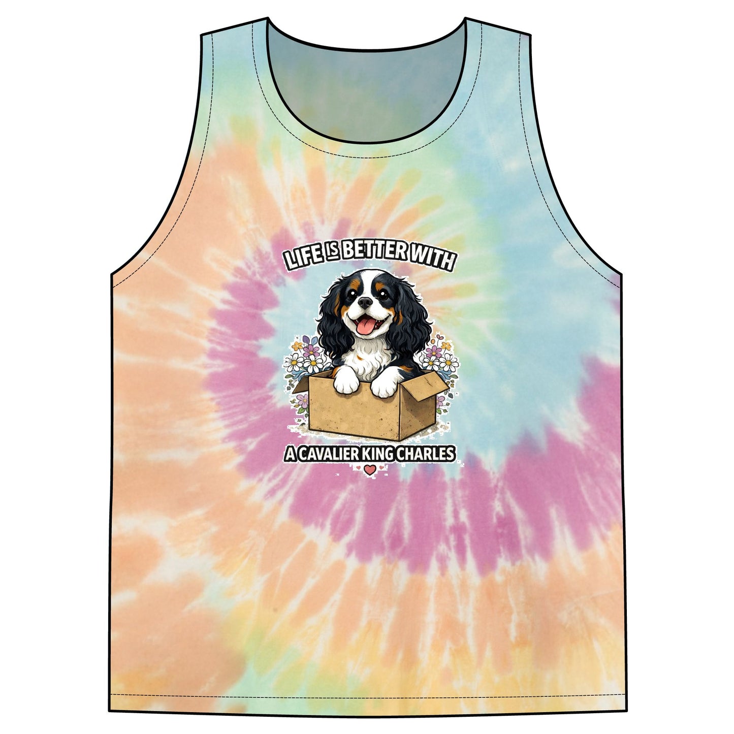 ‘Life Is Better With A Cavalier King Charles’ Tie-Dye Tank Top