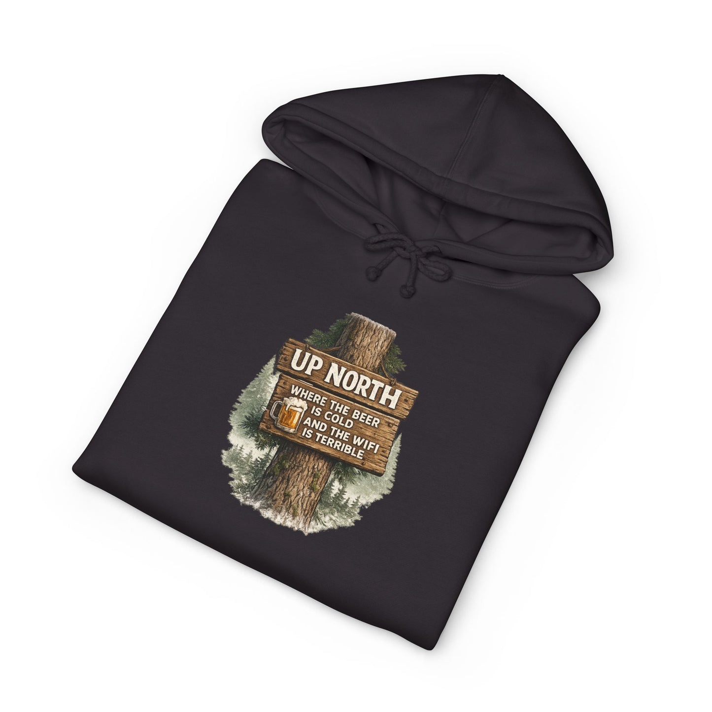 Rustic 'Up North' Wood Sign Hoodie