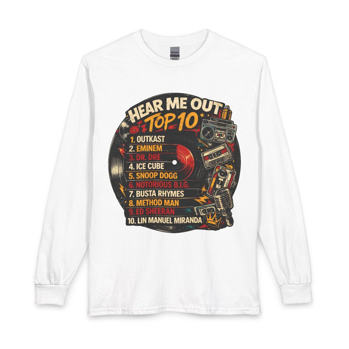 ‘Hear Me Out’ Top 10 Rap Legends Vintage Long Sleeve Tee