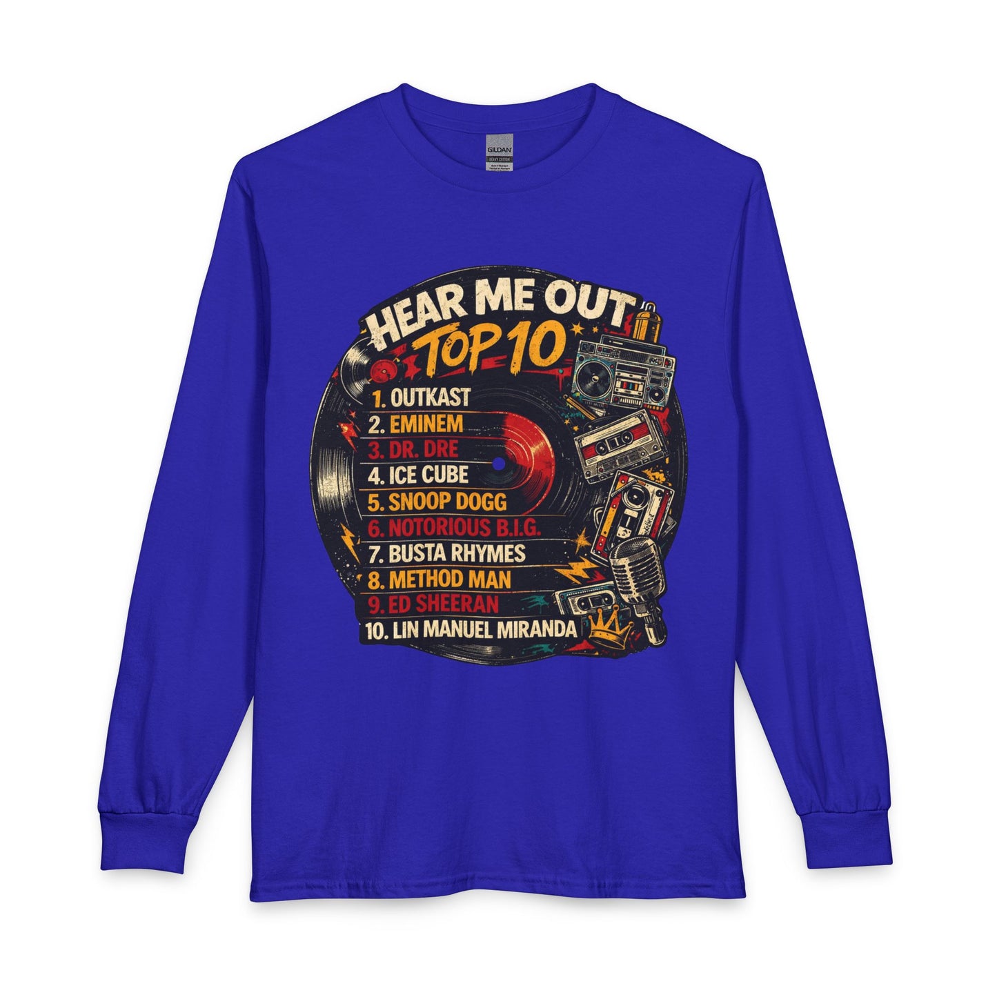 ‘Hear Me Out’ Top 10 Rap Legends Vintage Long Sleeve Tee