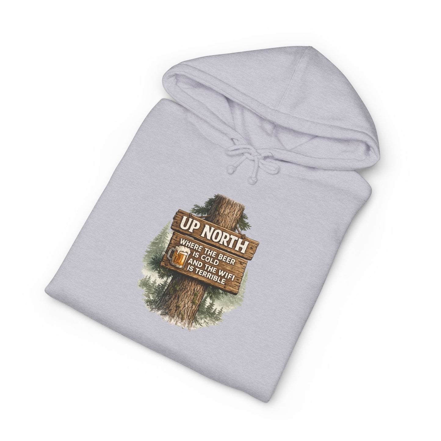 Rustic 'Up North' Wood Sign Hoodie