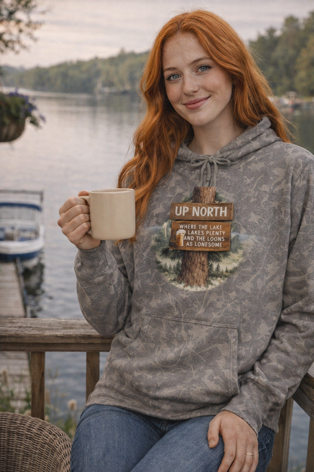 Rustic 'Up North' Wood Sign Hoodie