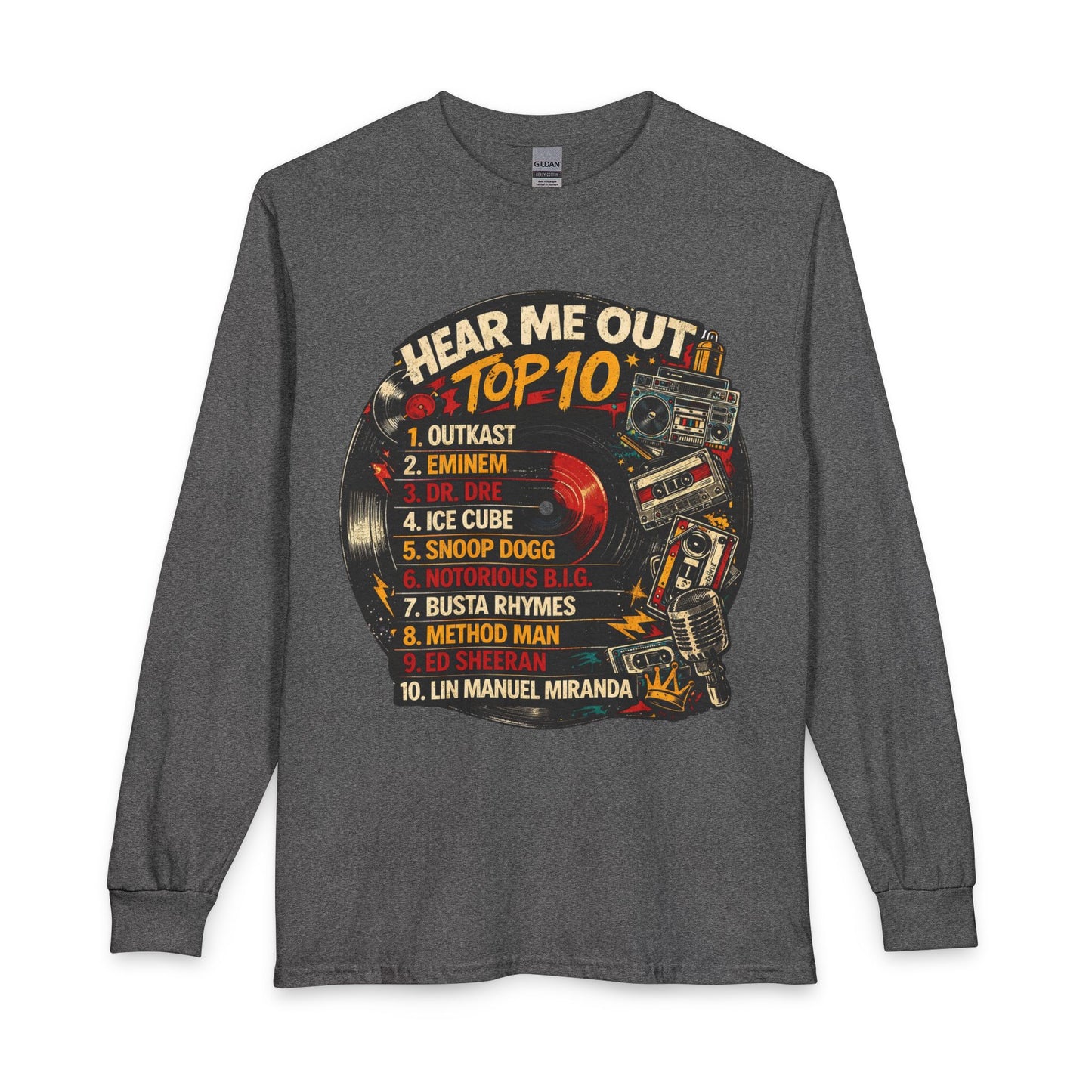 ‘Hear Me Out’ Top 10 Rap Legends Vintage Long Sleeve Tee