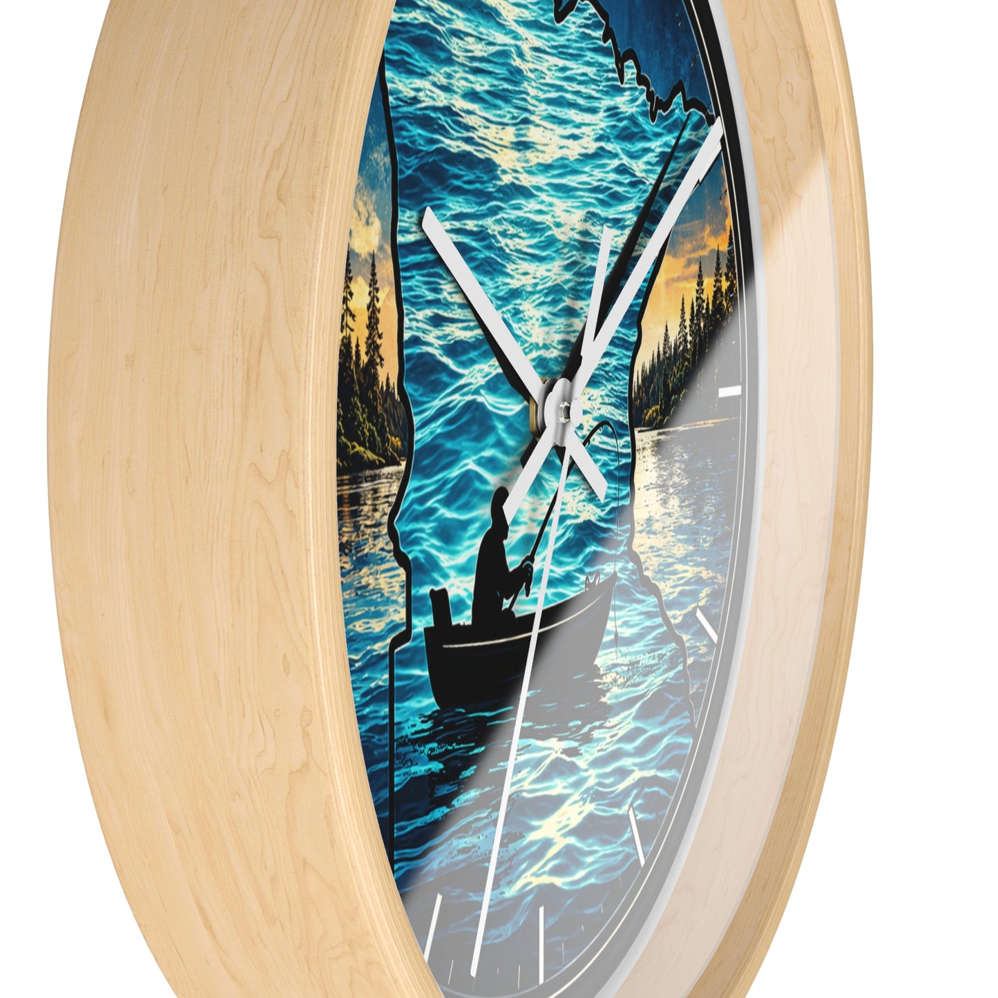 Minnesota Lake Fishing Wall Clock — Silhouette Canoe Sunset Decor