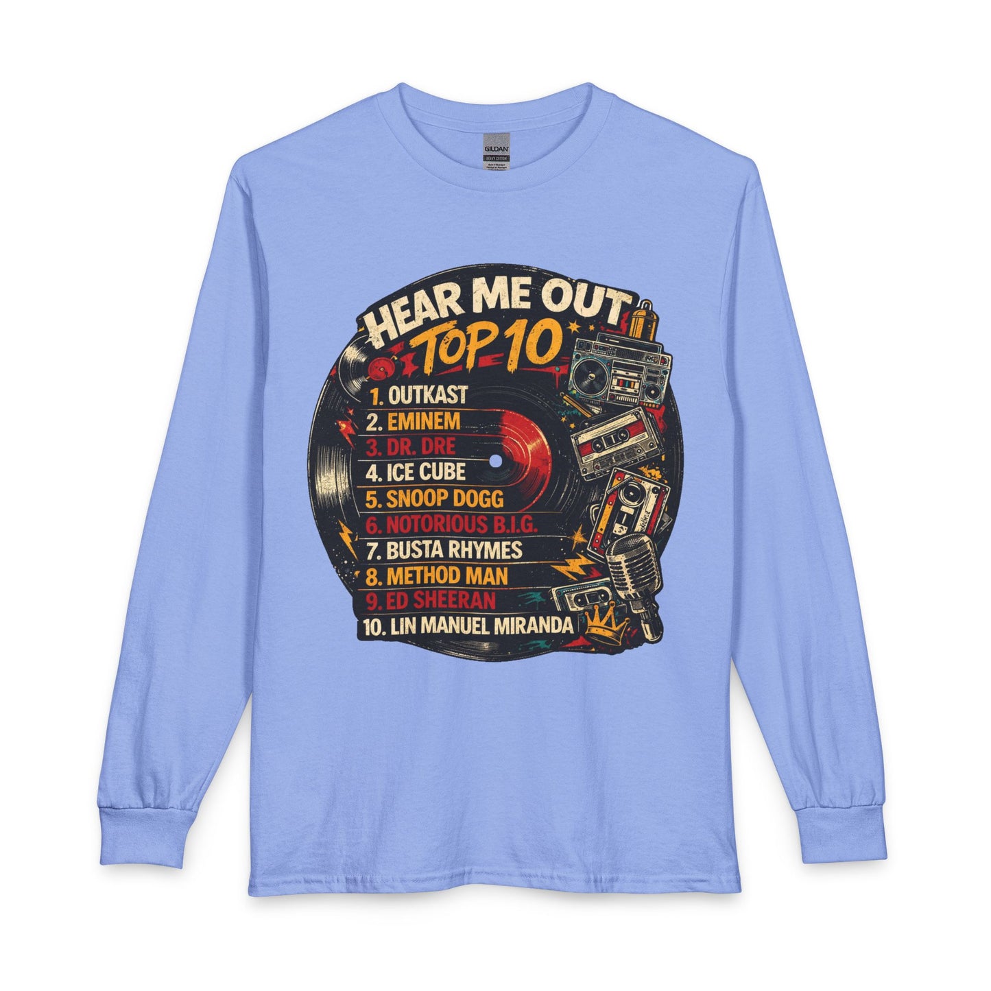 ‘Hear Me Out’ Top 10 Rap Legends Vintage Long Sleeve Tee