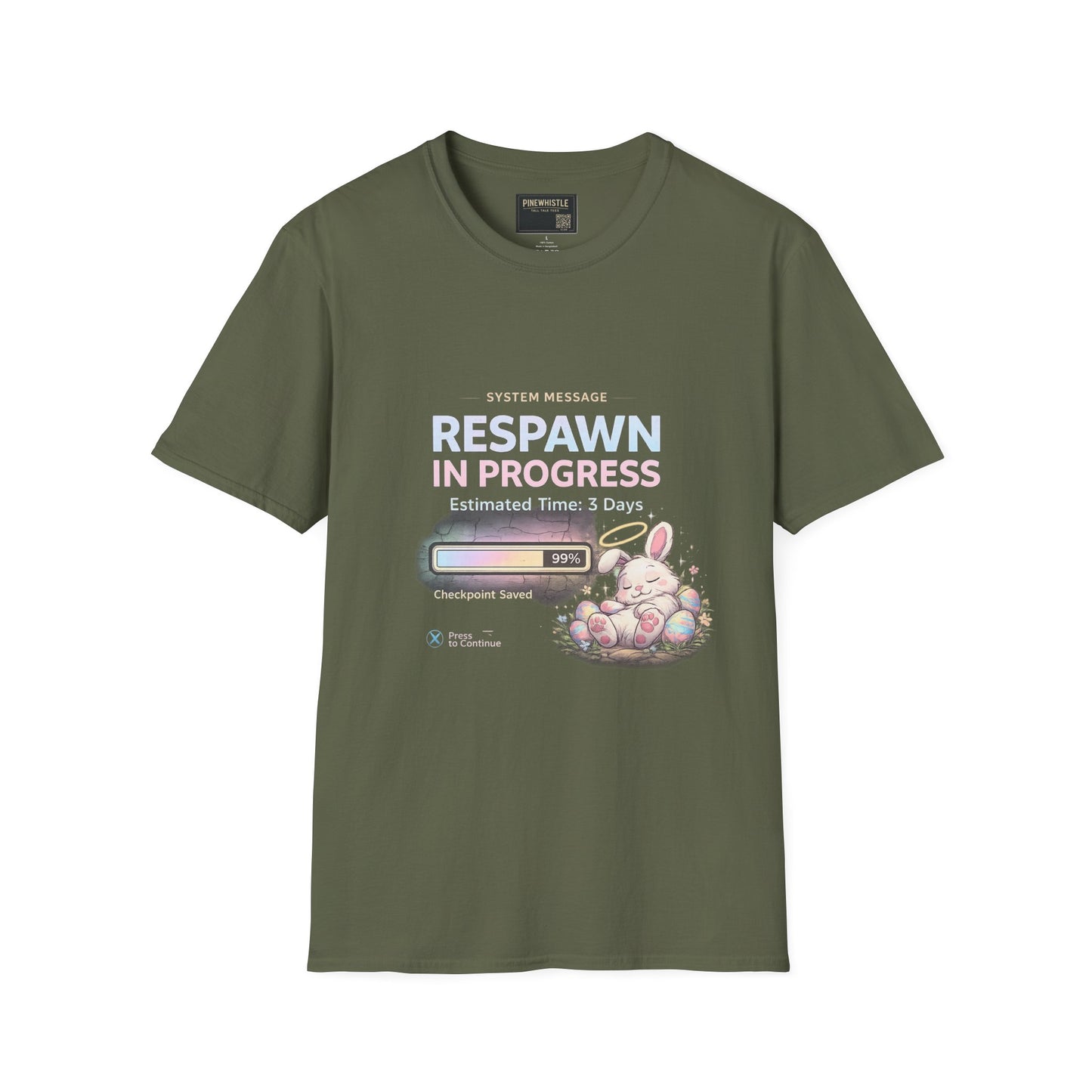 Respawn in Progress T-Shirt — Cute Gamer Bunny Loading Graphic Tee