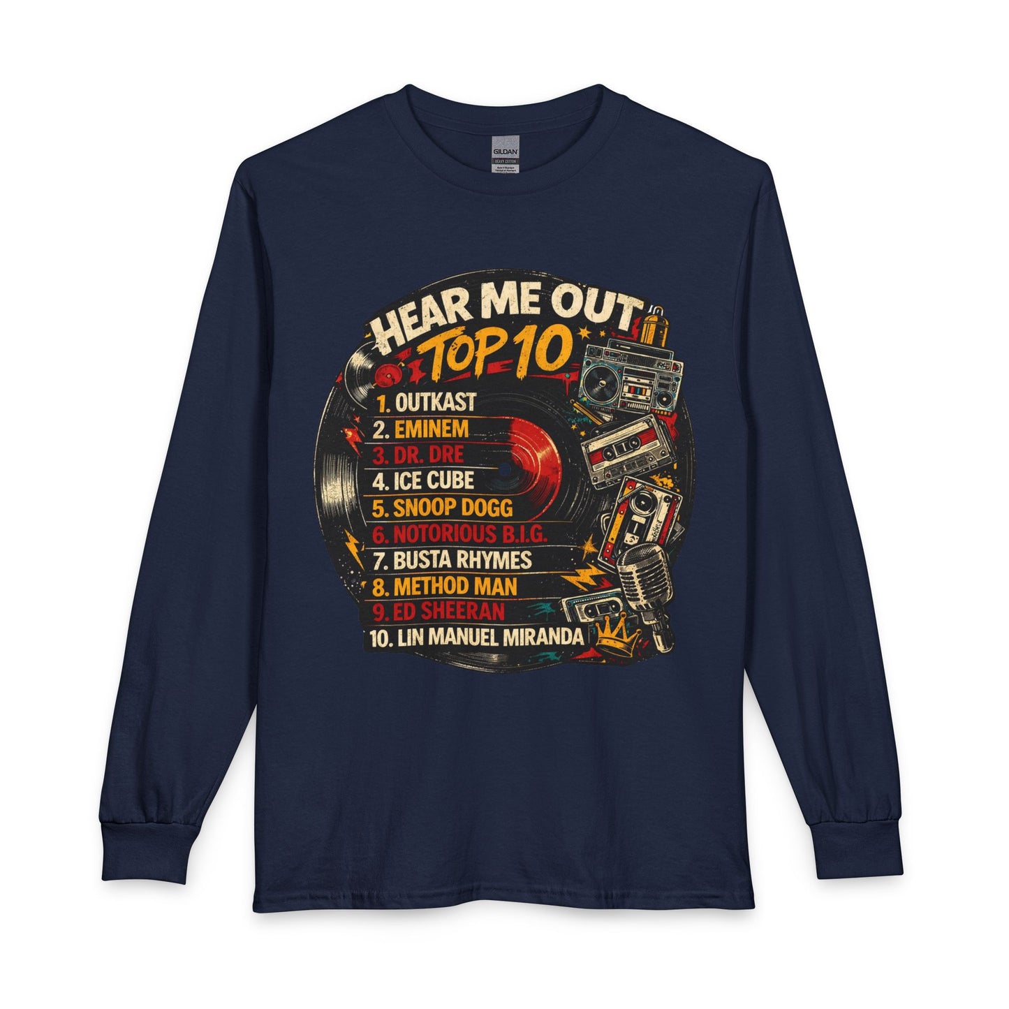 ‘Hear Me Out’ Top 10 Rap Legends Vintage Long Sleeve Tee