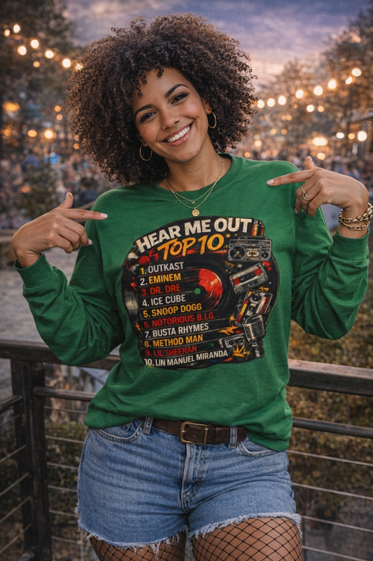 ‘Hear Me Out’ Top 10 Rap Legends Vintage Long Sleeve Tee